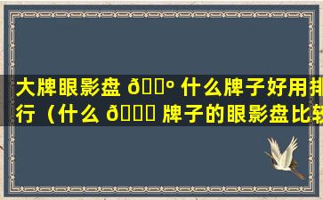 大牌眼影盘 🐺 什么牌子好用排行（什么 🐝 牌子的眼影盘比较好用推荐）